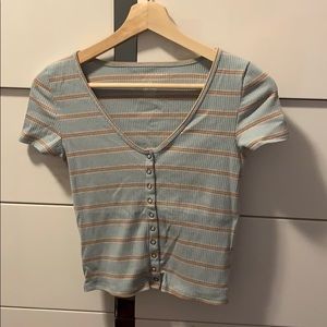 American Eagle Striped Crop Top Shirt